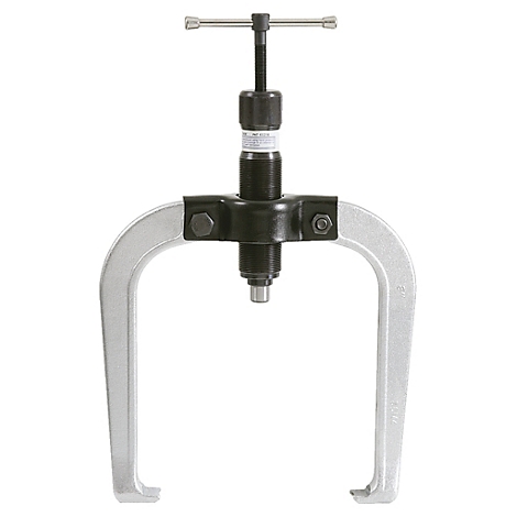 Werkzeug mit zwei Armen und einer Spindel zum Herausziehen von Teilen.